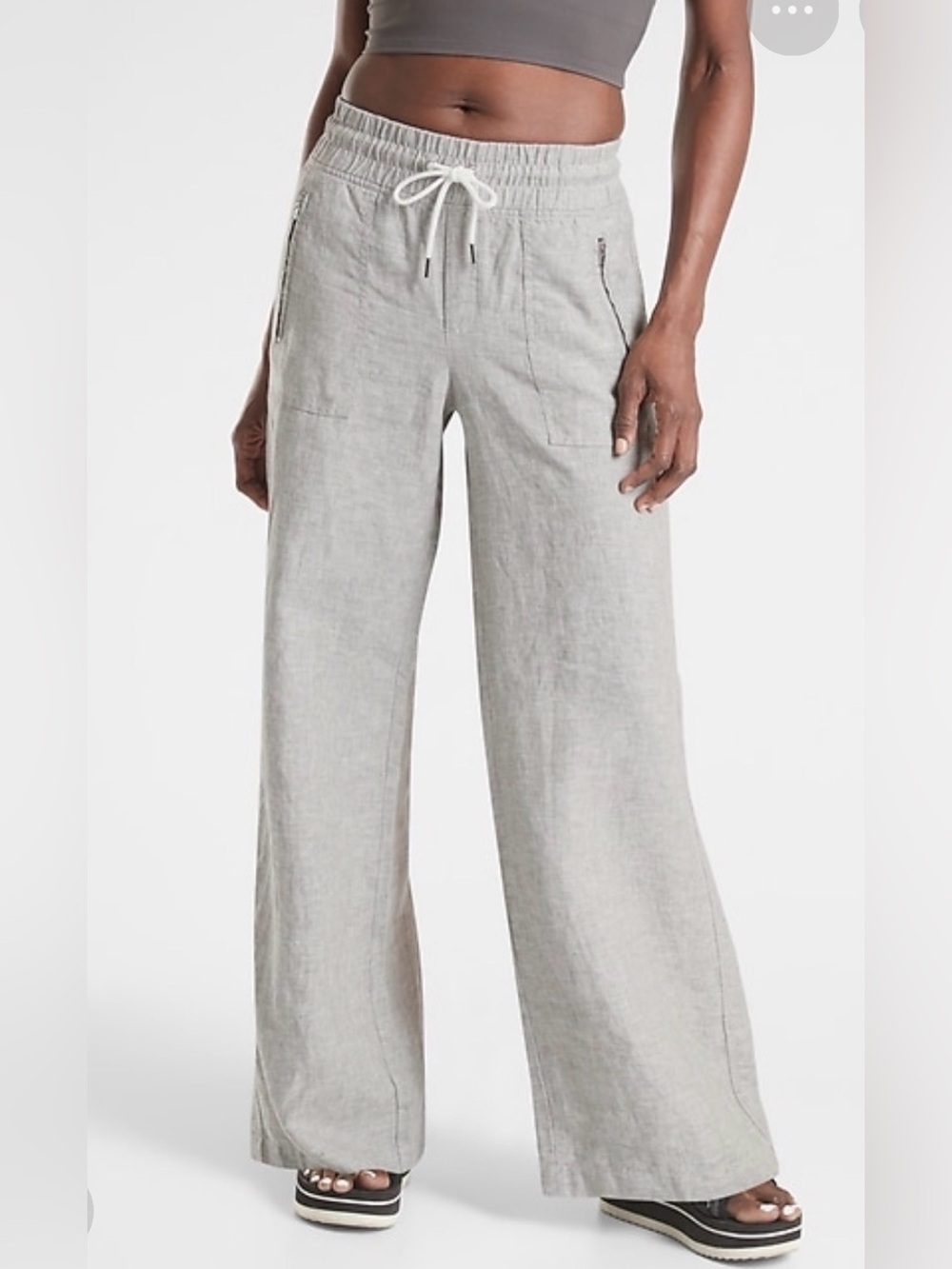 Athelta Women's Cabo Linen Wide Leg Pant Grey Size 2